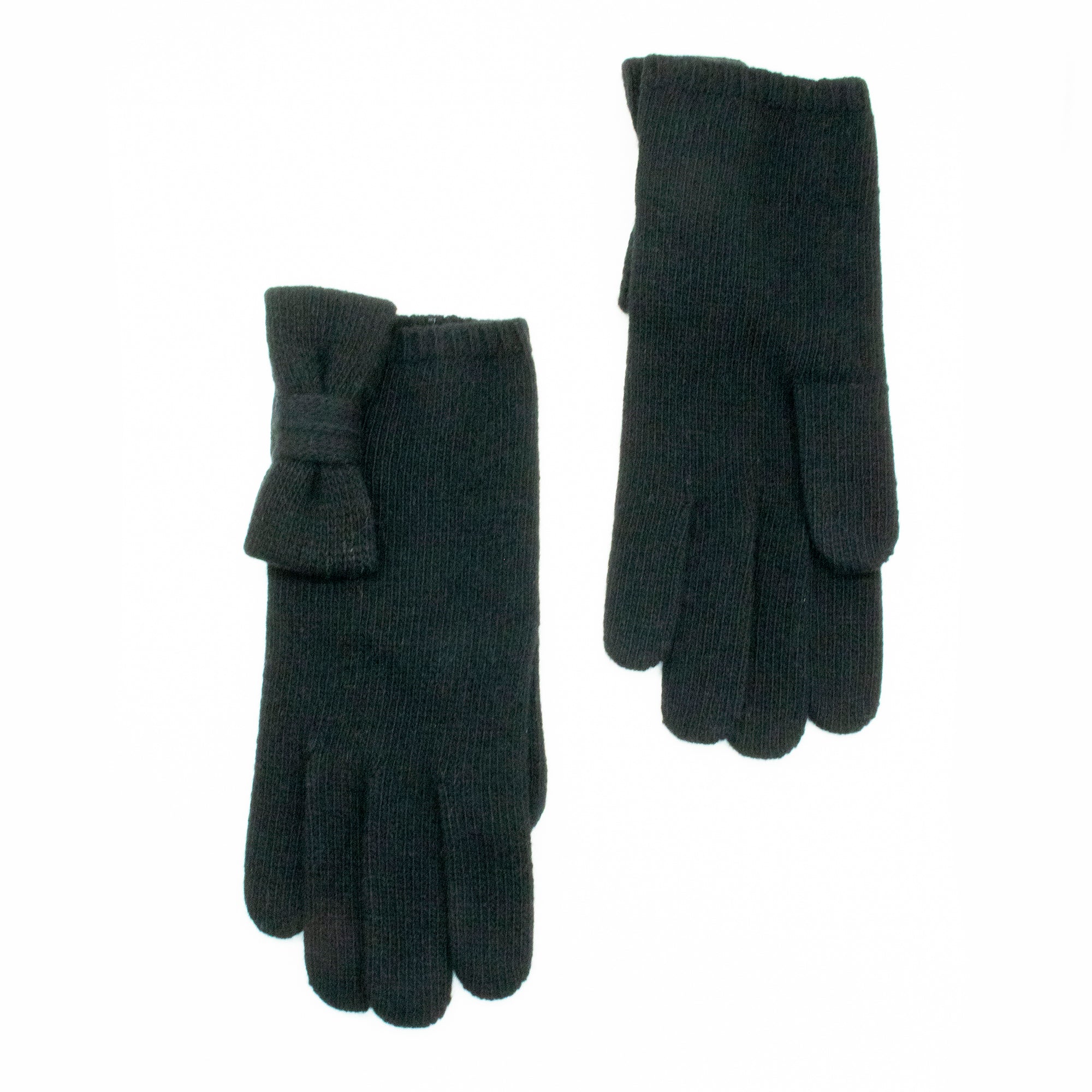 Womens | Cashmere Gloves with Bow | Black