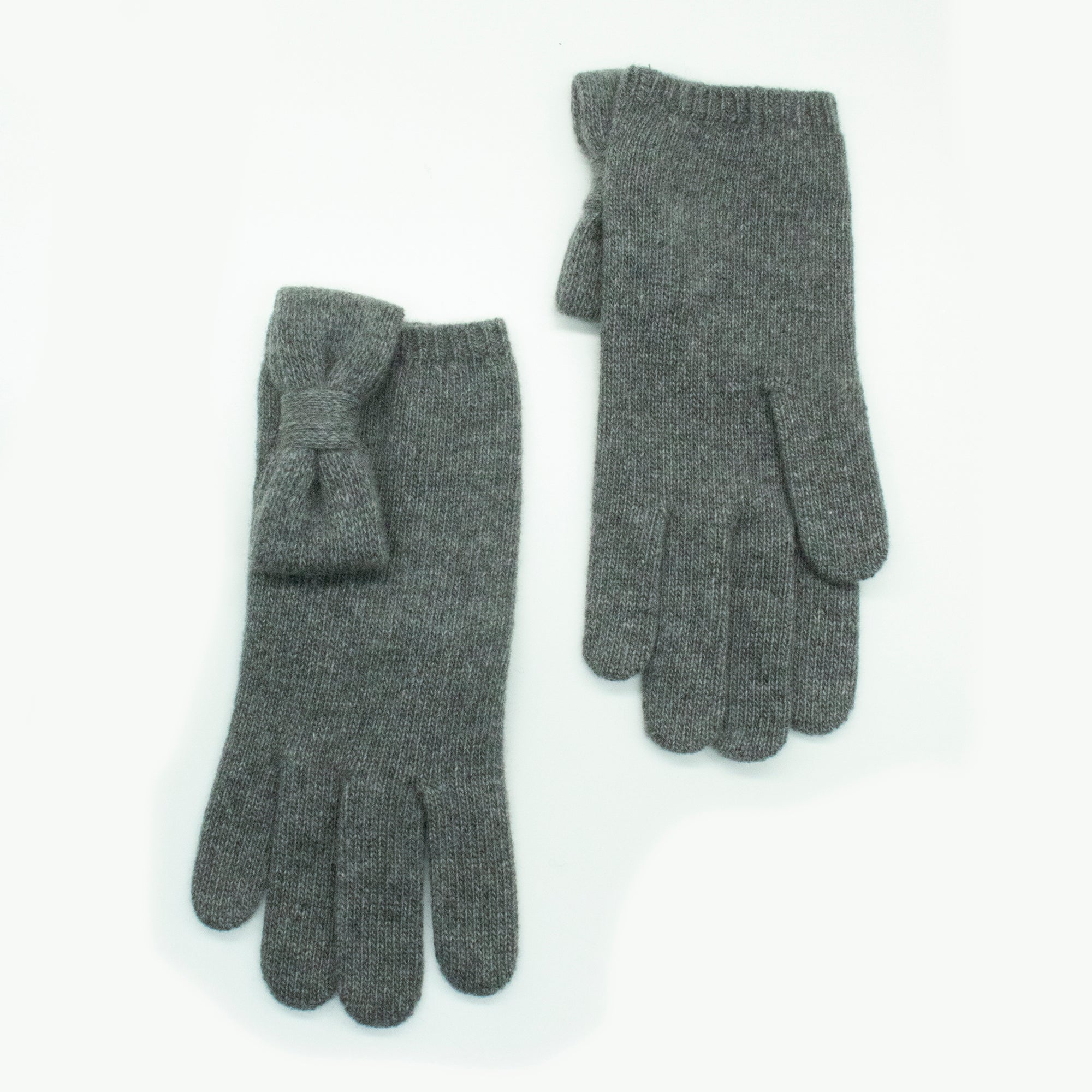 Womens | Cashmere Gloves with Bow | Medium Heather Grey