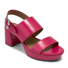 Camera Sandal Platform | Magenta Faux Crinkle Patent
