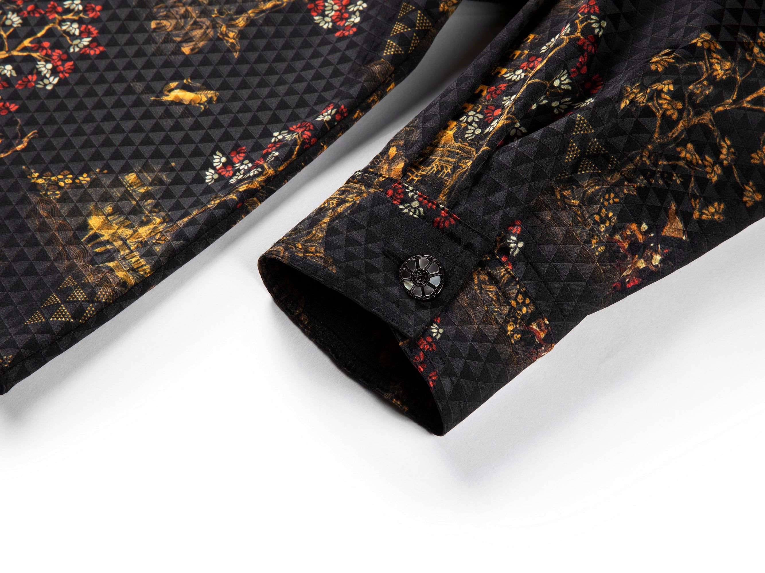 Silky Printed Belted Blouse | Black