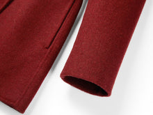 double-breasted wool coat | Wine Red