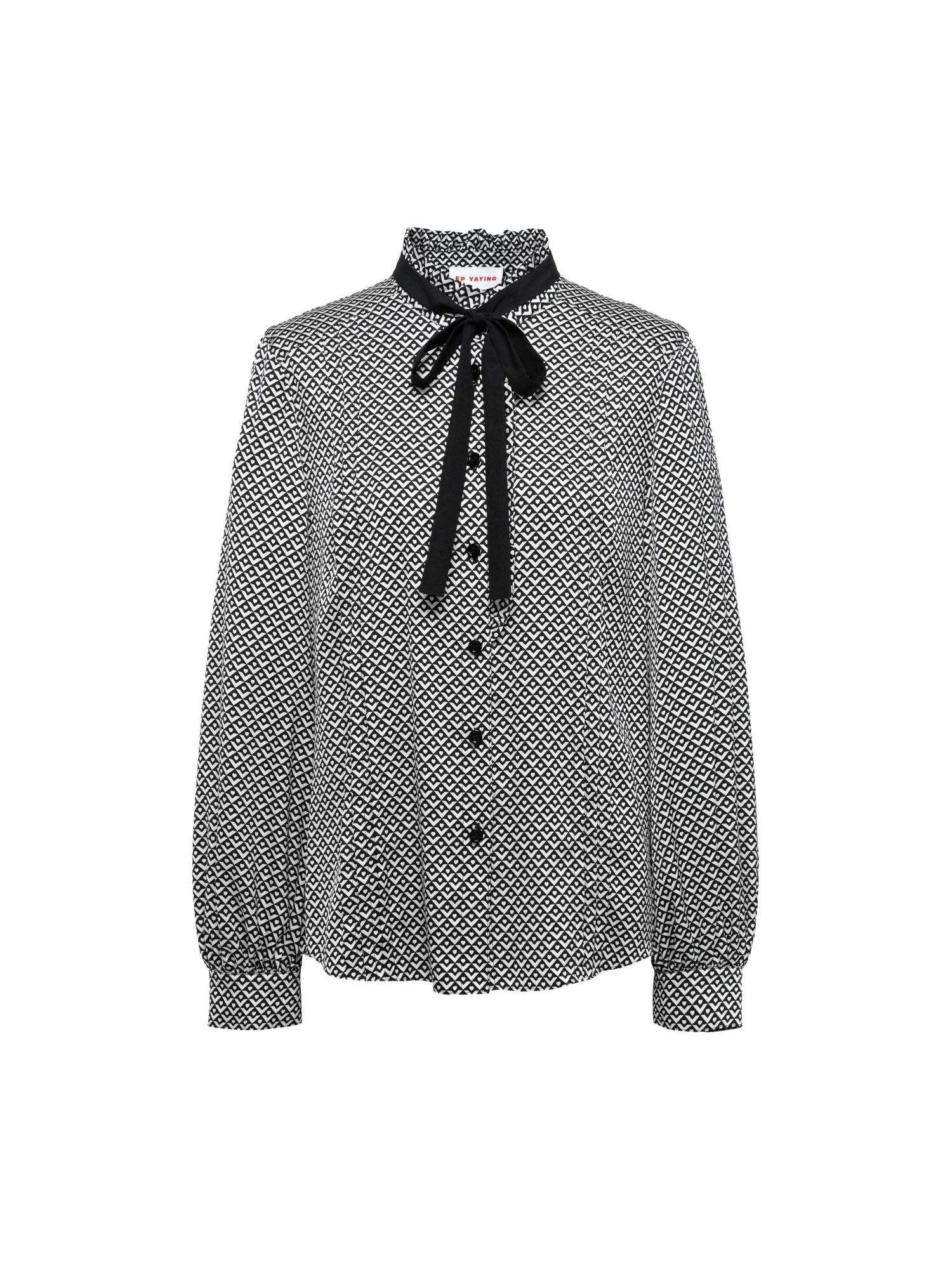Geometric Hearts Print Blouse | Black