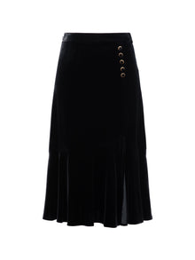 Velvet Mulberry Silk Midi Skirt | Black