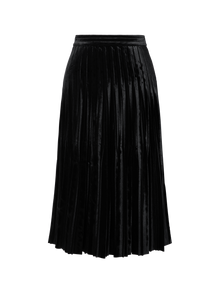 Velvet Pleated Midi Skirt | Black