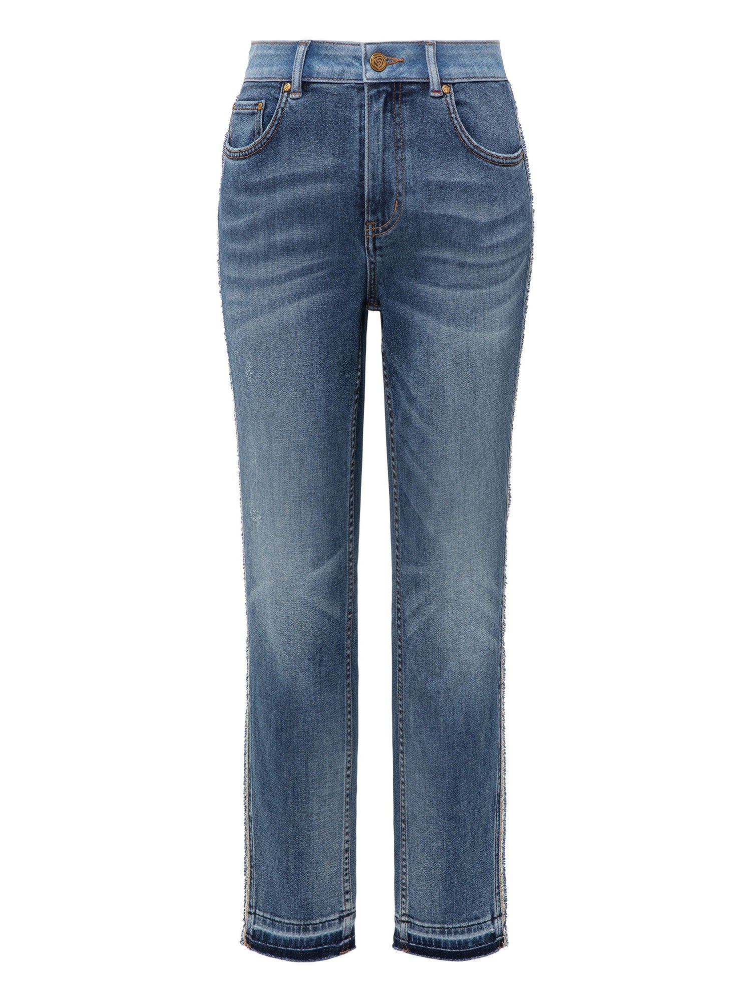Silk Straight-Leg Jeans | Blue