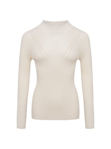 Turtleneck Beaded Cashmere Sweater | White