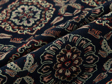 Long-Sleves Printed Mesh Top | Navy