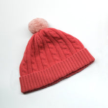 Kids | Cashmere Hat with Cables And Pom | Pink