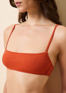 Womens | Daniela Bikini Top Cable Jacquard | Rust