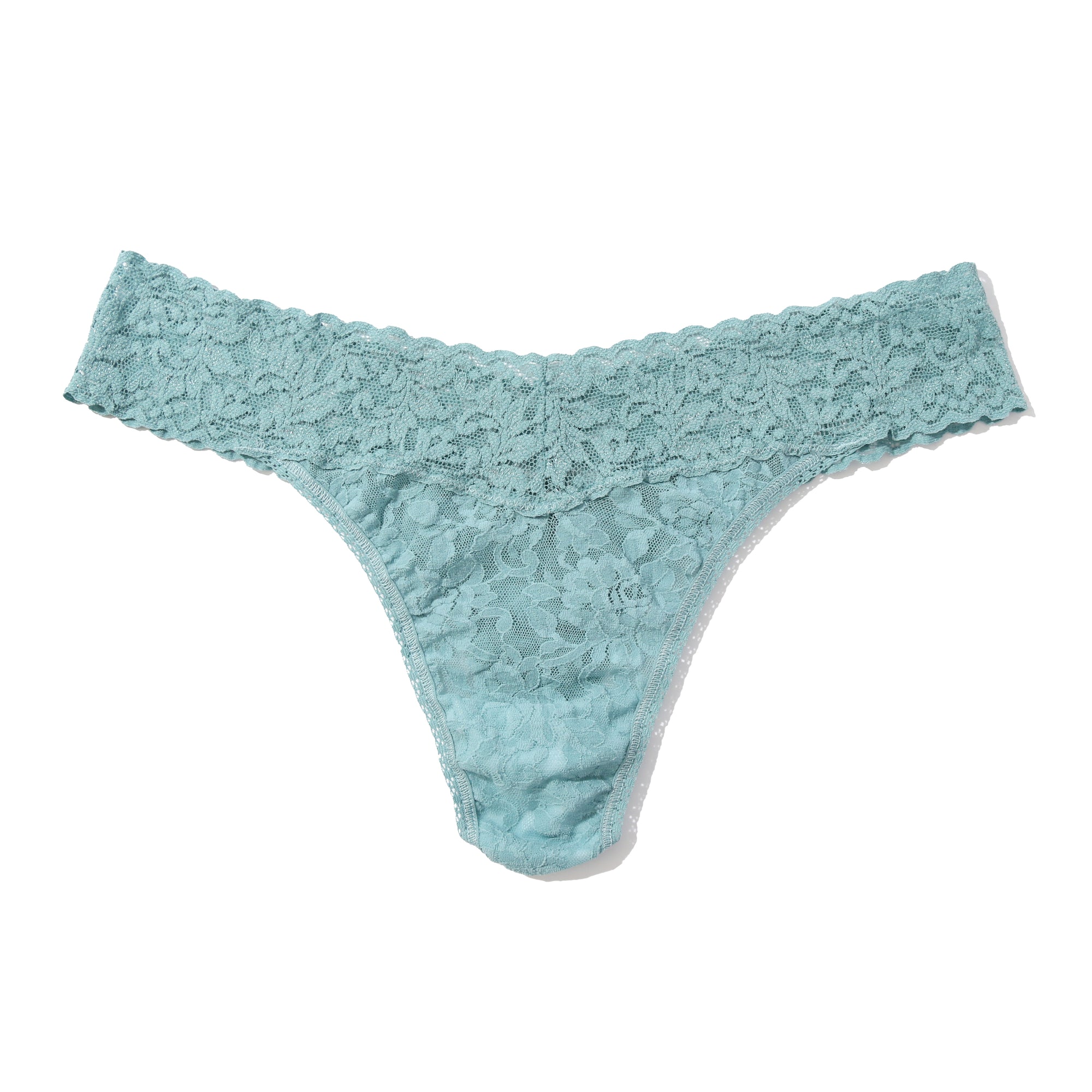 Signature Lace Original Rise Thong | Duck Egg Blue