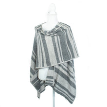Womens | Cashmere Striped Ruana Shawl | Grey