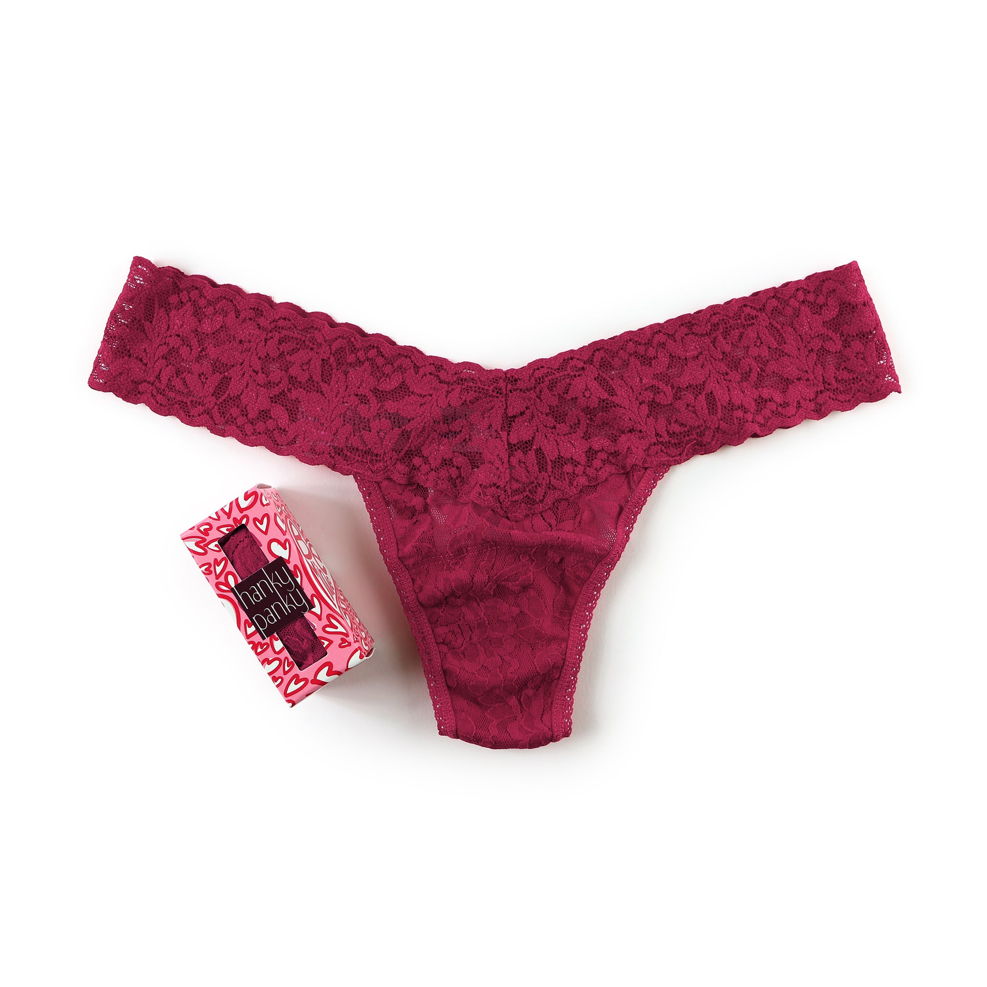 Signature Lace Low Rise Thong - V2 | Dark Pomegranate Red