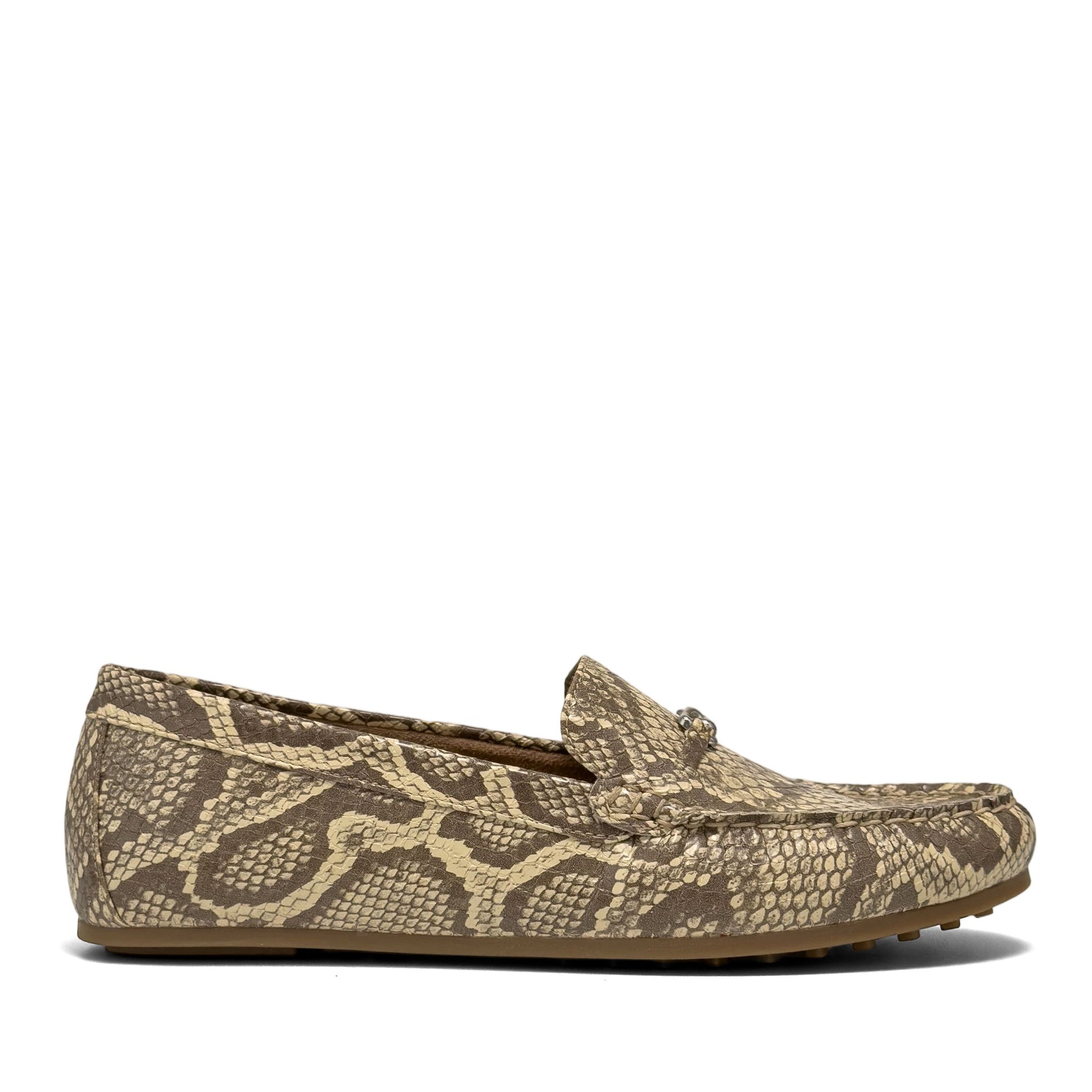 Drita Casual Loafer | Pale Yellow Faux Snake Print