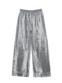 Girls | Sequined Palazzo Trousers | Silver