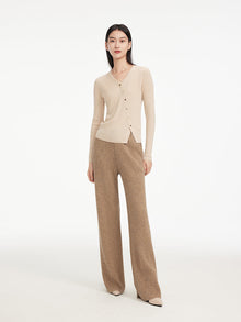 Front Wrapped Knit Top | Beige