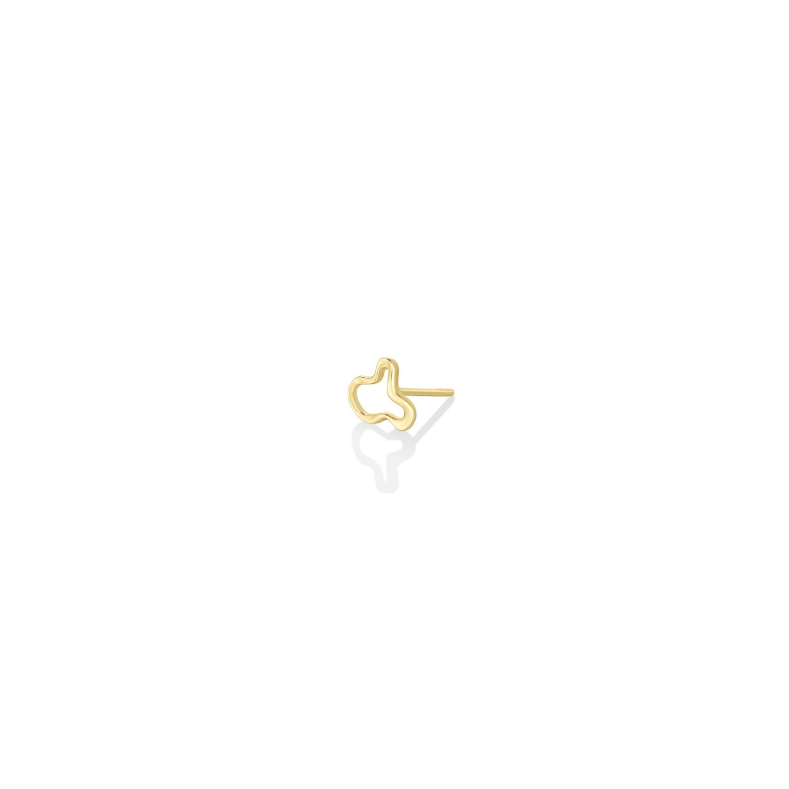 14k gold Plain Ripple Stud Earring on a white background