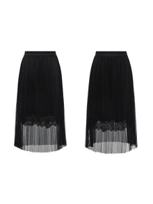 Pleated Mesh Skirt | Black