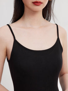 Long Slim Suspenders Dress | Black