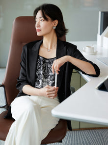 Silk Blazer | Black