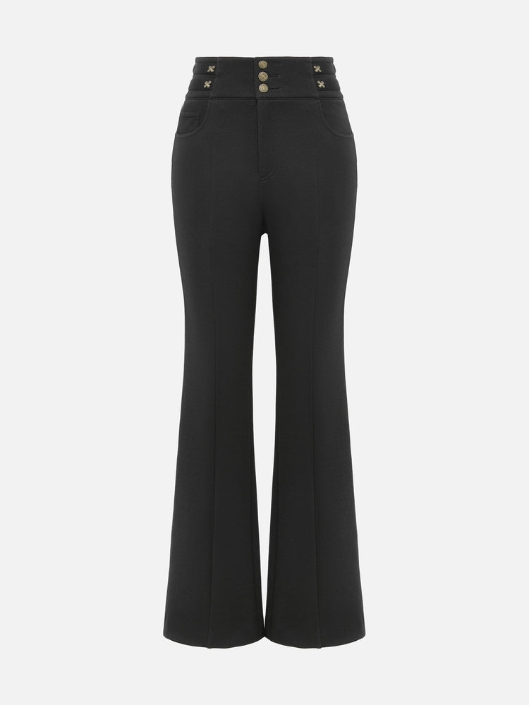 Slimming Slight Flare Pants | Black