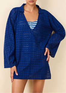 Womens | Alba Tunic Grid Eyelet | Maritime Navy