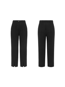 Mid-Rise Waisted Straight Leg Pants | Black