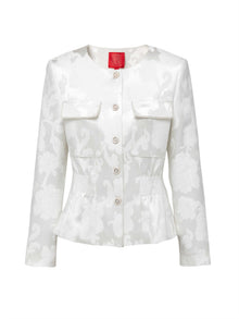 Mulberry Silk Embroidered Jacket | White
