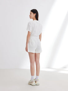 Tencel Cotton Denim Shorts | White