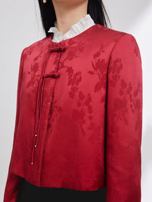 Satin Chinese-style Jacket | Wine Red