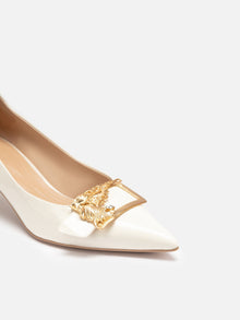 Chinese-Style Decorative Buckle High Heels | White