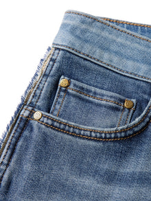 Silk Straight-Leg Jeans | Blue
