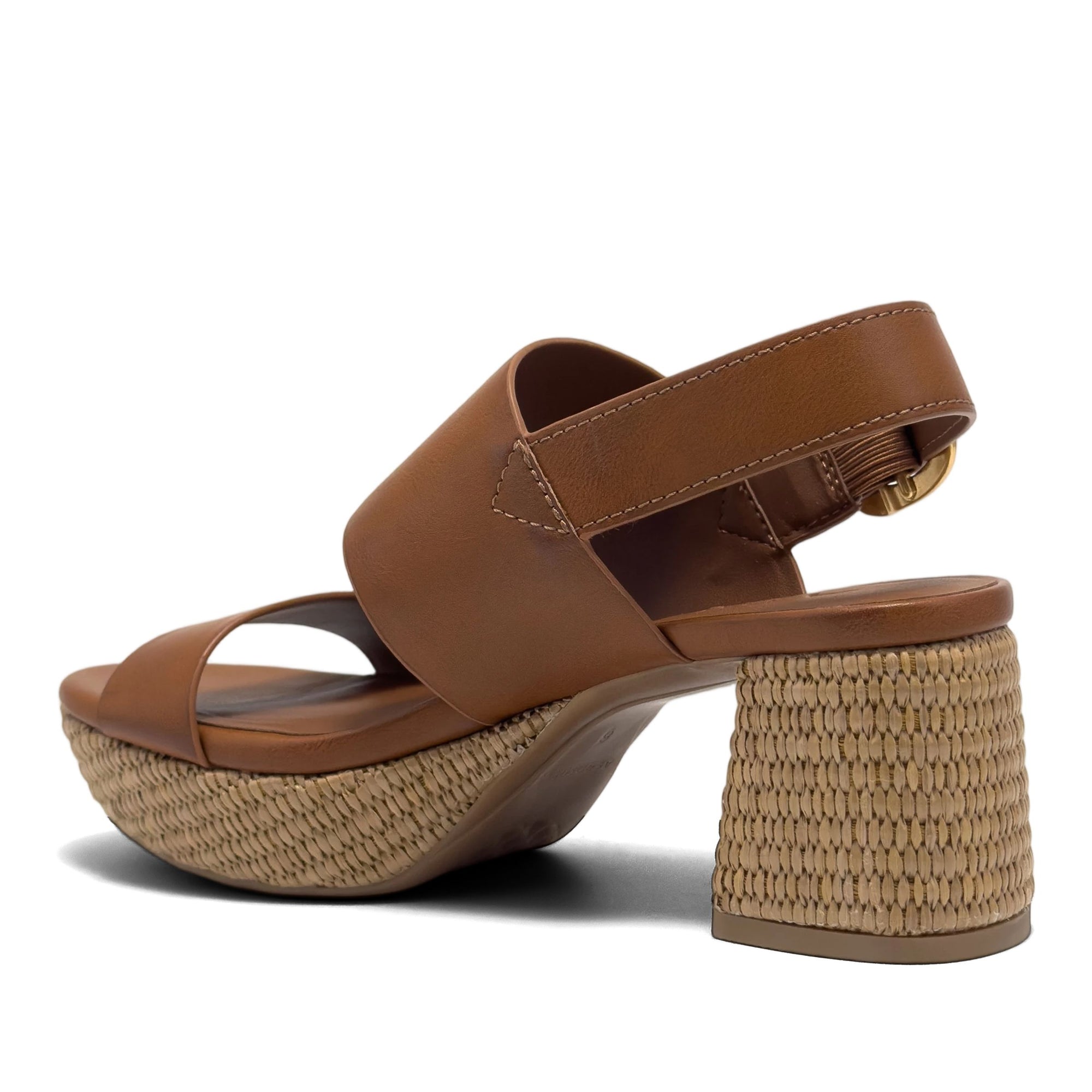 Camera Sandal Platform | Tan Faux Burnished Calf