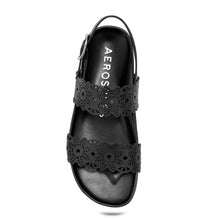 Lily Sandal Footbed | Black Perf Faux Nappa