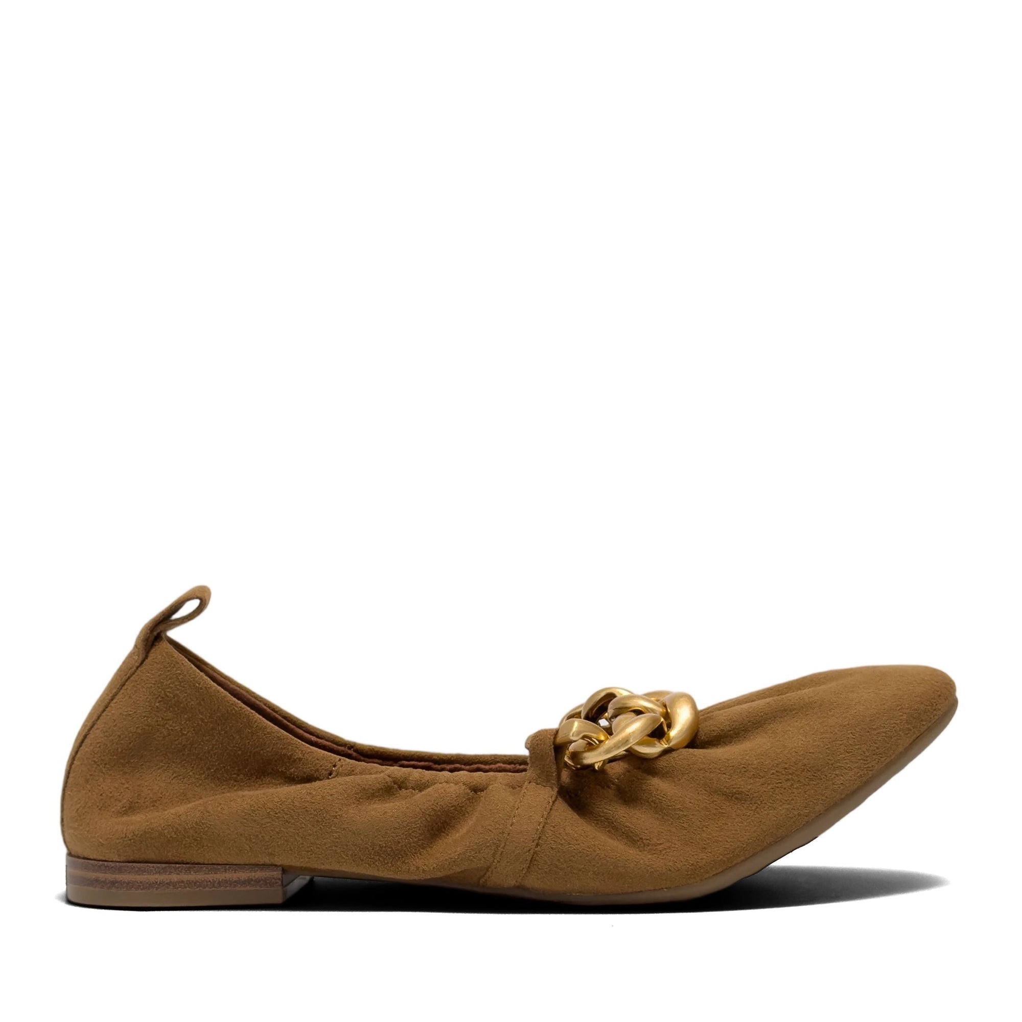 Amina Dress Flat | Tobacco Faux Suede