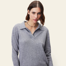 Womens | Camila Airy Cashmere Collared Sweater | Heather Grey