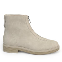 Poshia Bootie Low Block Heel | Stone Faux Tumbled Nubuck
