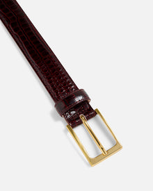 No. 5 Belt | Bordeaux-Croc-Gold