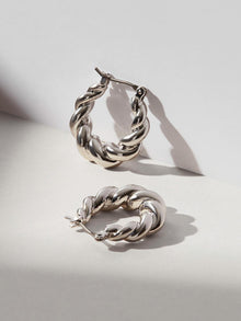 Paris Twisted Hoop Earrings | Rhodium on Sterling Silver