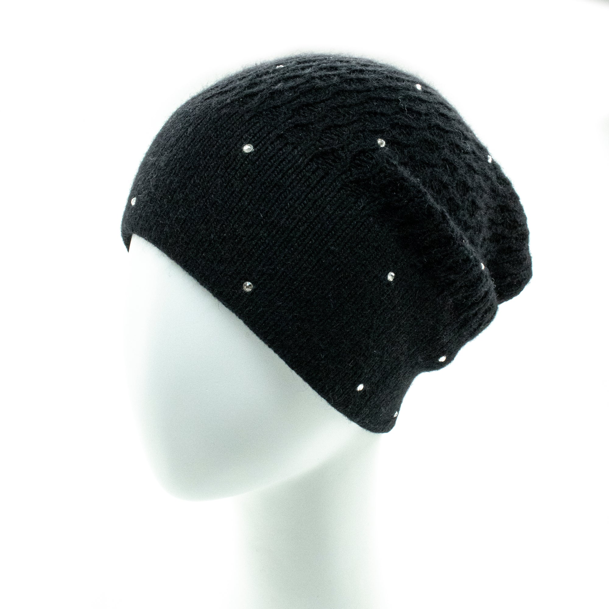 Womens | Slouchy Hat with Crystals | Black