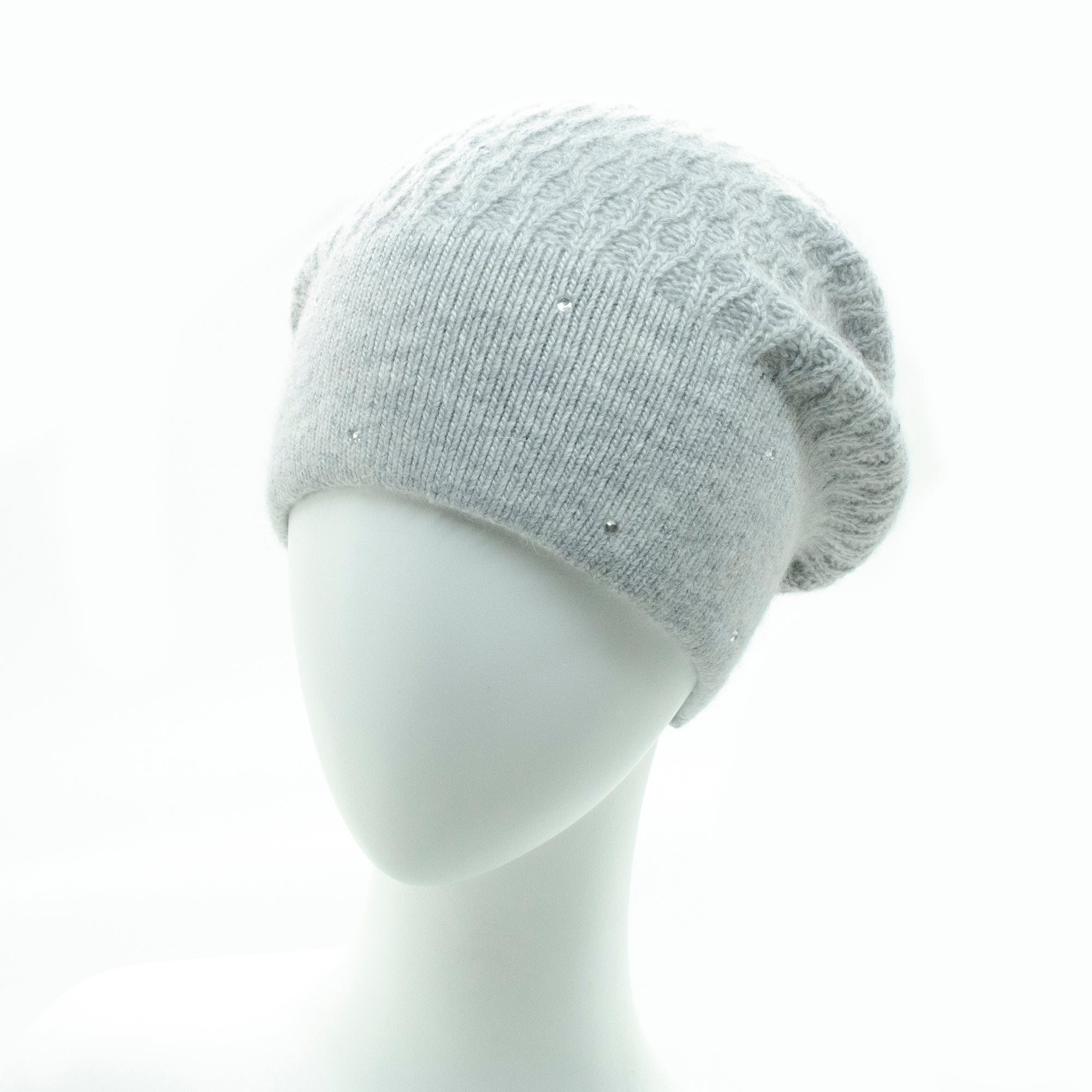 Womens | Slouchy Hat with Crystals | Silver