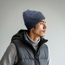 Cashmere Tweeded Ribbed Beanie | Purple