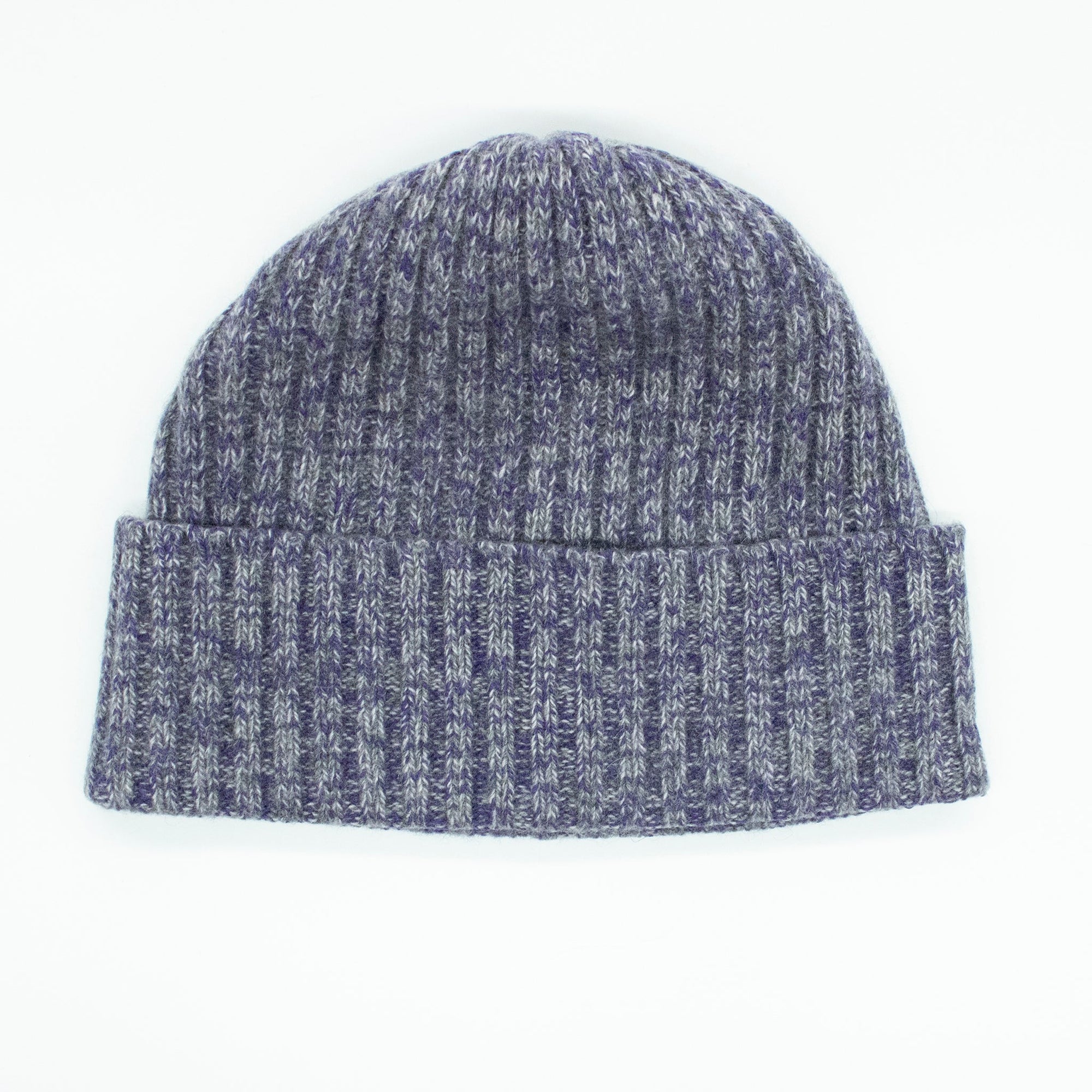 Cashmere Tweeded Ribbed Beanie | Purple