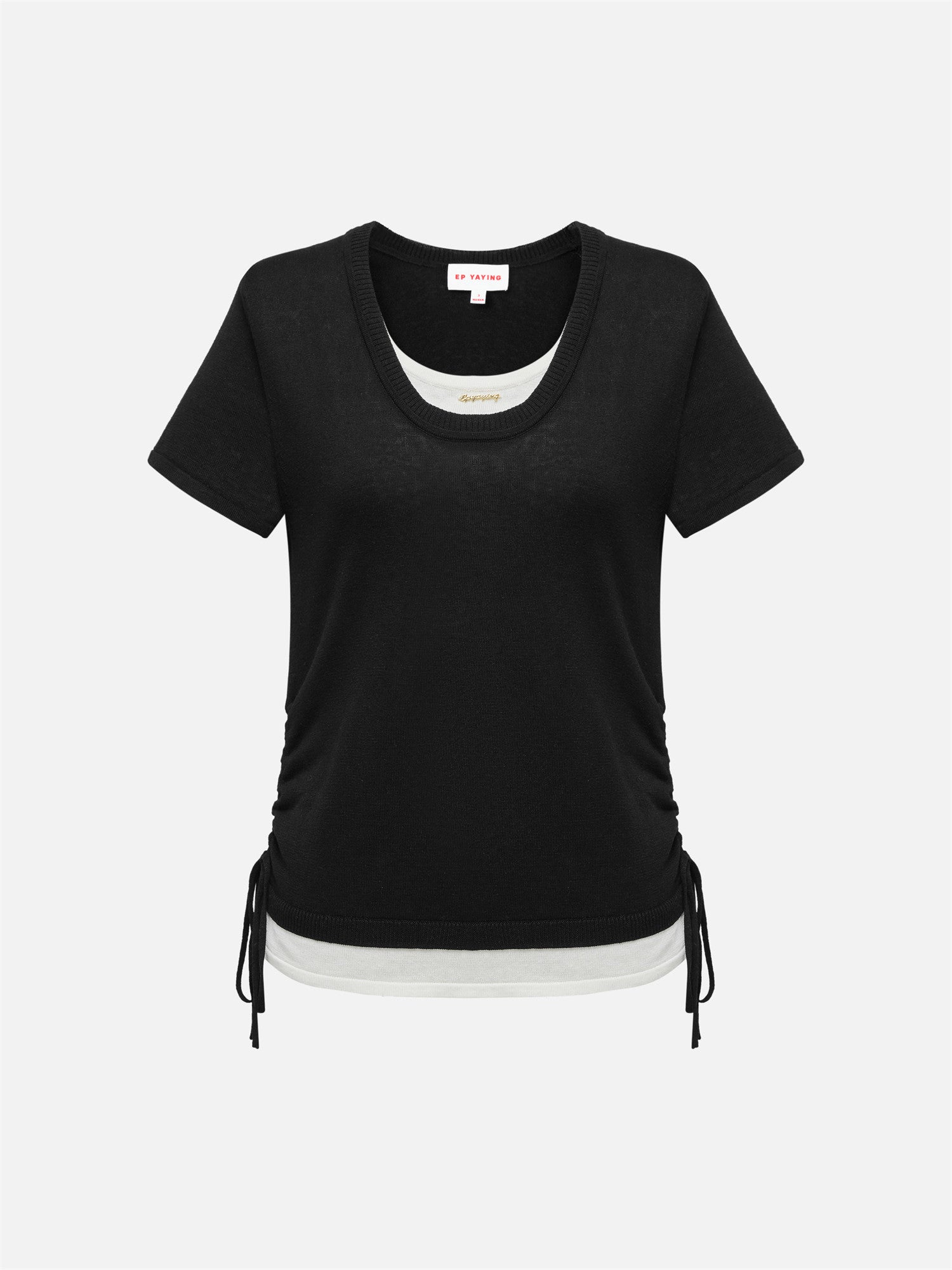 Linen Blend Crew Neck T-Shirt | Black
