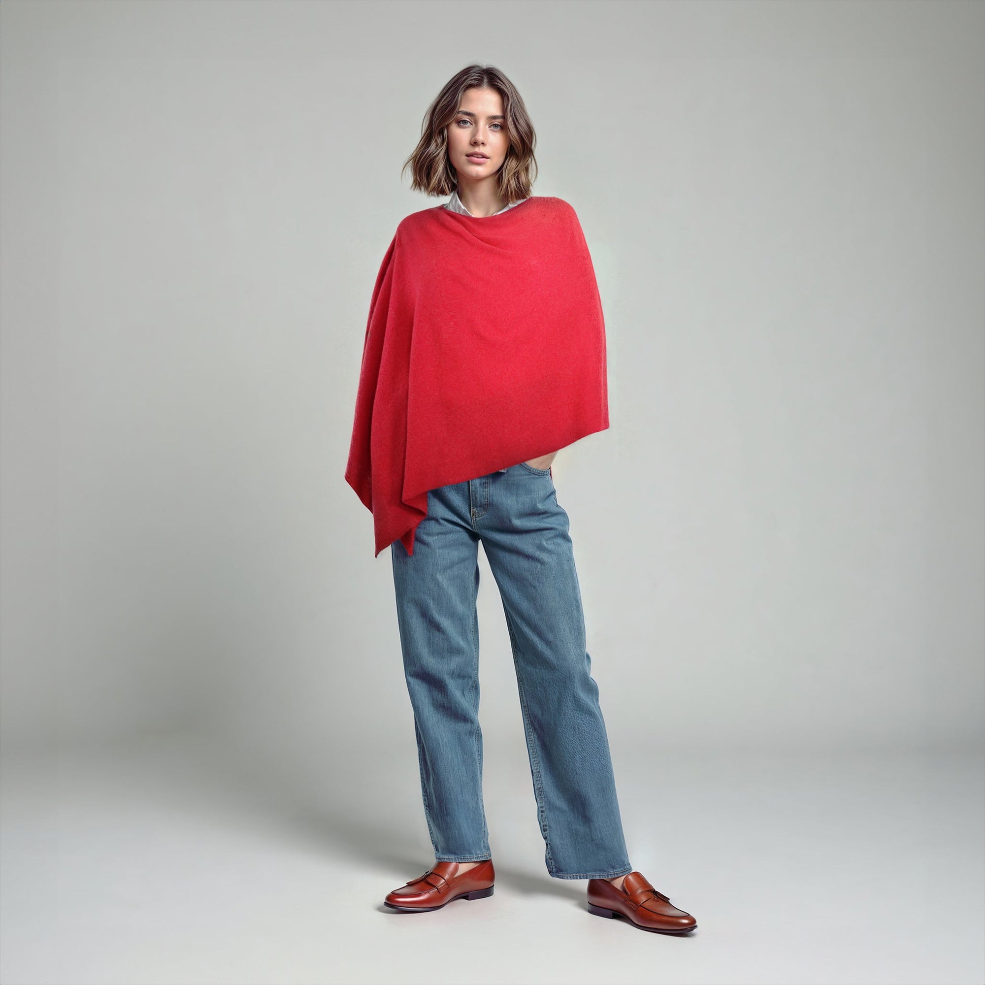 Cowl Neck Poncho | Strawberry