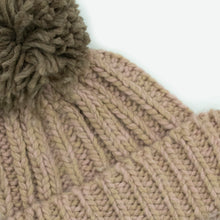 Womens | Chunky Beanie with Pom | Pink/Camel