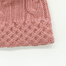 Womens | Chunky Beanie In Cables Design | Mauve Glow