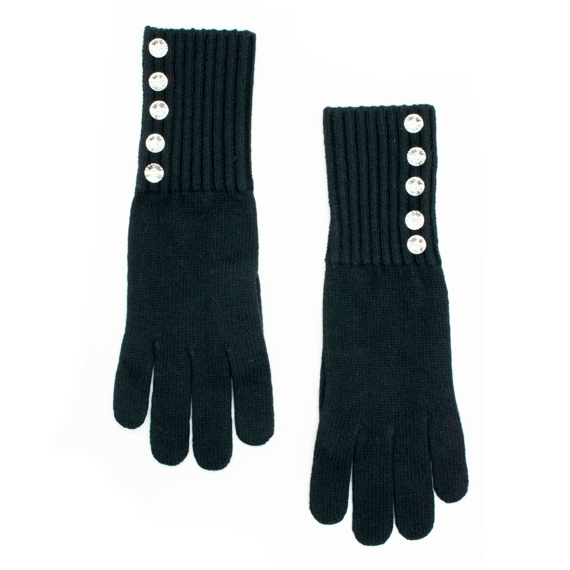 Womens | Gloves with Crystal Stones | Black
