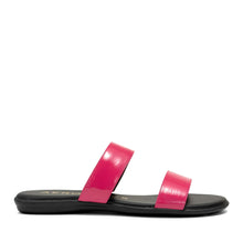 Concetta Sandal Flat | Magenta Faux Crinkle Patent