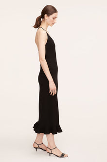 Compact Stretch Knotted Back Column Dress | Black
