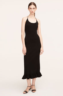 Compact Stretch Knotted Back Column Dress | Black